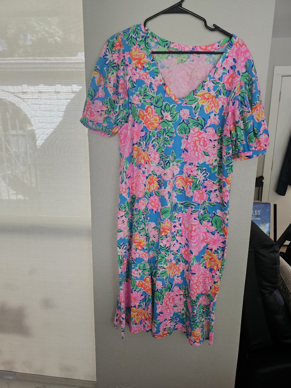Lilly Pulitzer Turquoise Floral V-Neck Midi Dress - Picture 2 of 7